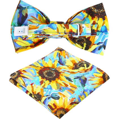 Henk ter Horst Fliege | Sonnenblumen-Print | Gelb | Inklusive Einstecktuch