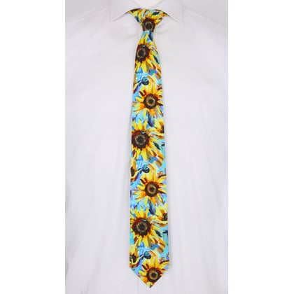 Henk ter Horst Krawatte | Sonnenblumen-Print | Gelb & Blau