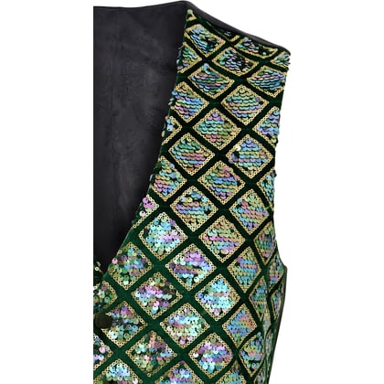 Kaufen Sie Henk ter Horst Feestgilet jacquard diamantpatroon pailletten iriserend glanzend glitter waistcoat smokinggilet Petrol für nur 109,95 € bei Henk ter Horst fashion