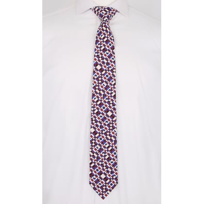 Henk ter Horst Krawatte | Geometrischer Print | Bordeaux & Blau