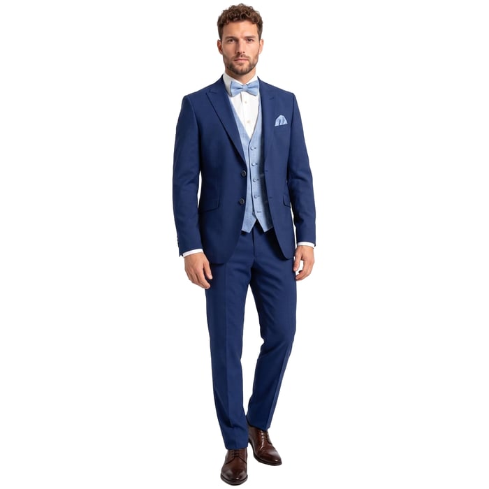 Kaufen Sie Wilvorst 3-teiliger Hochzeitsanzug Wolle mit passender Weste Blau für nur 1.099,95 € bei Henk ter Horst fashion