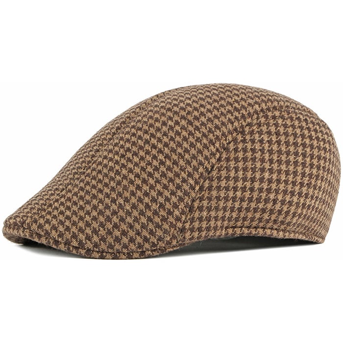 Kaufen Sie Klassieke retro Pied de poule flat cap pet, verstelbaar en gevoerd Camel für nur € 39,95 bei Henk ter Horst fashion