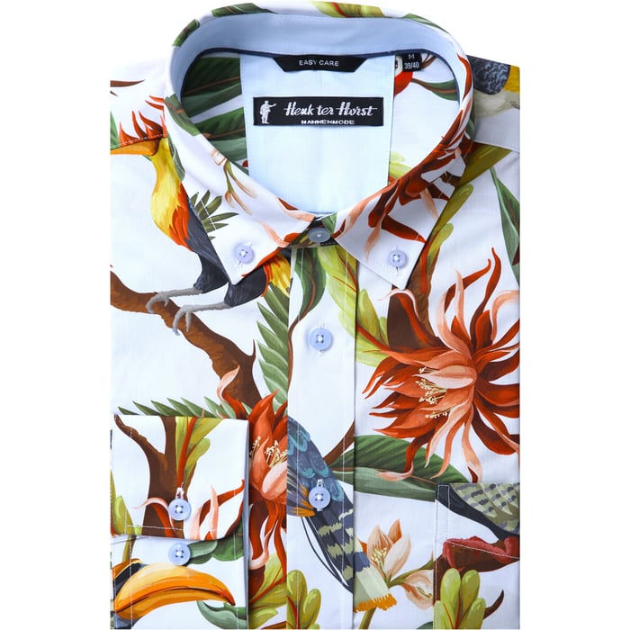 Kaufen Sie Henk ter Horst Casual Hemd | Tropischer Tukan-Print | 100% Baumwolle | Hellblau für nur 89,95 € bei Henk ter Horst fashion