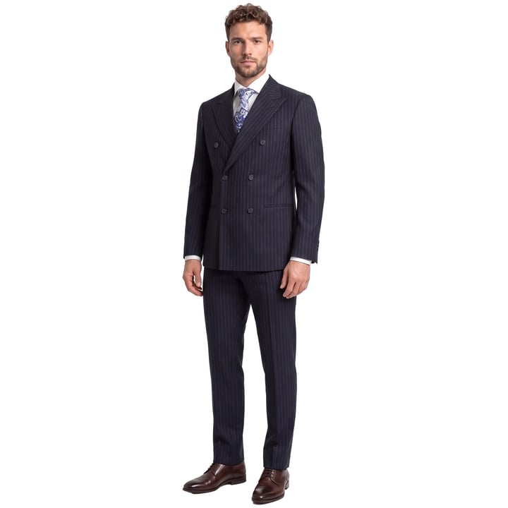 Kaufen Sie Henk ter Horst 2-delig double breasted herenkostuum subtiel gestreept Donkerblauw für nur 409,95 € bei Henk ter Horst fashion
