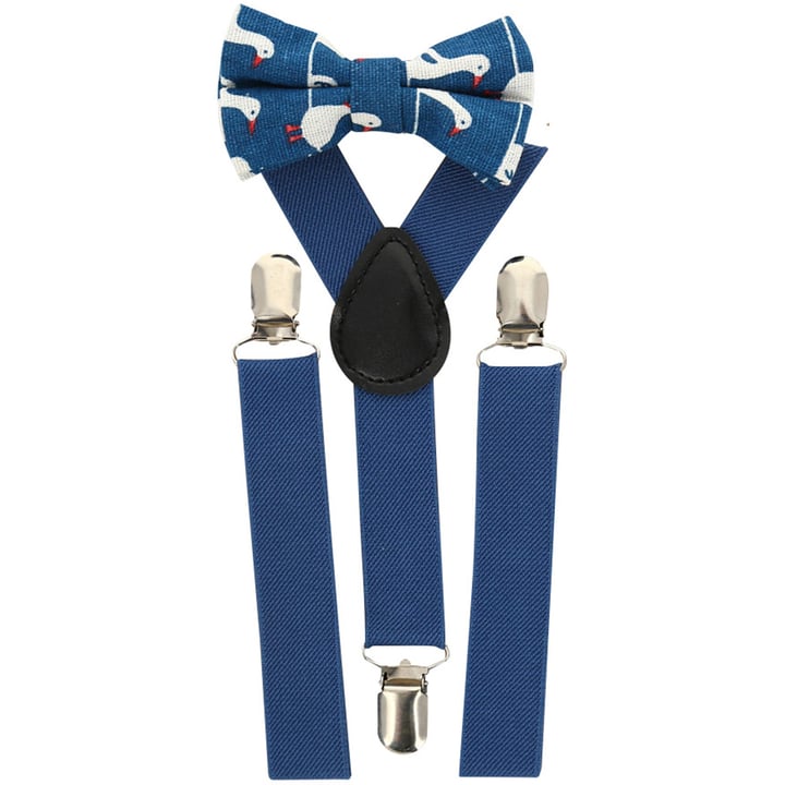 Kaufen Sie Kinder Hosenträger Set mit Schleife Tintenblau mit Ente für nur € 29,95 bei Henk ter Horst fashion