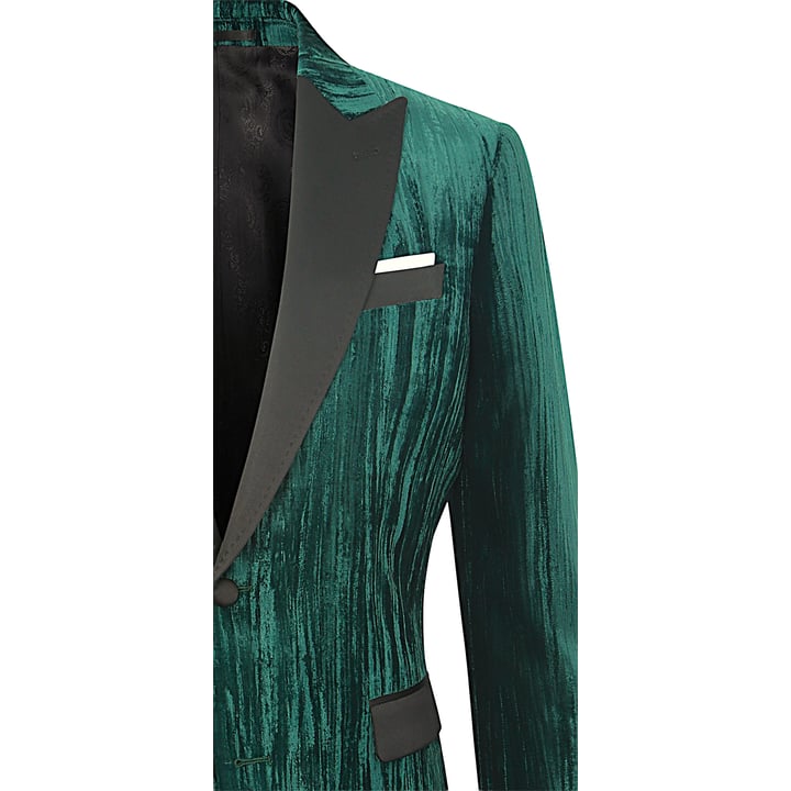 Henk ter Horst Samt-Sakko Dunkelgrün | Peaked Lapel | Schwarze Kontrastdetails