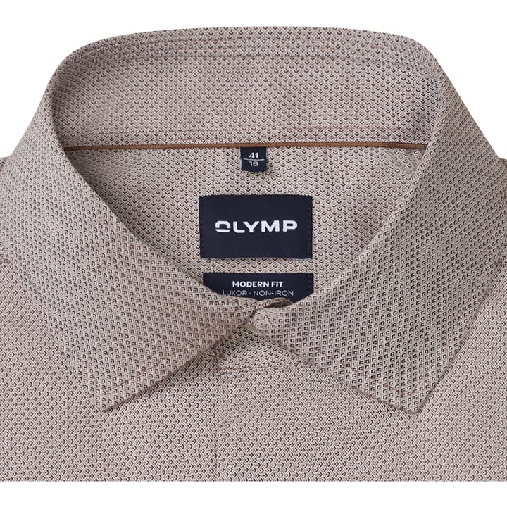 OLYMP Luxor Hemd | Kentkragen | Strukturgewebe | Rotbraun