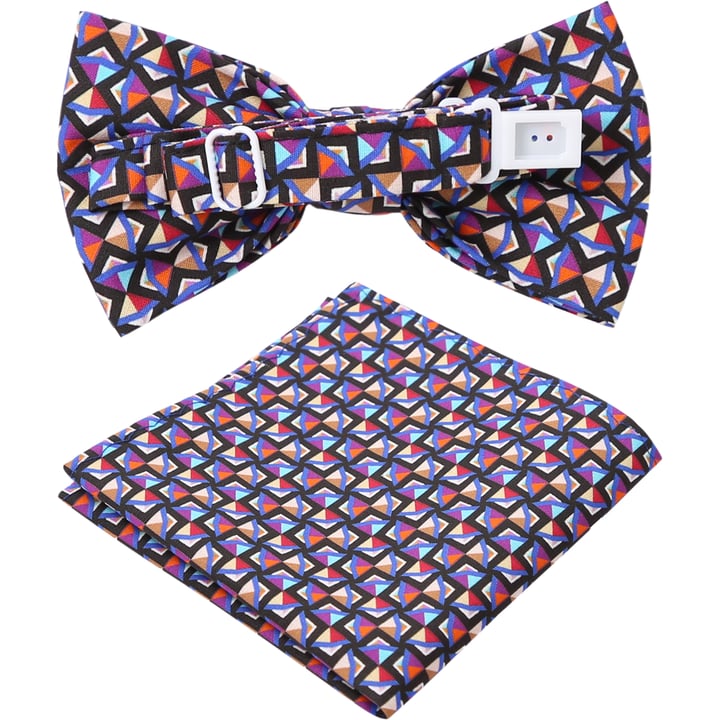 Henk ter Horst Fliege aus 100% Baumwolle mit buntem Dreieck-in-Quadrat-Print Lila