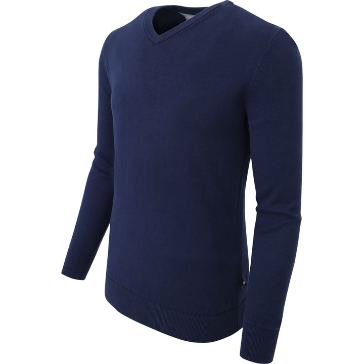 Henk ter Horst Herren V-Ausschnitt Pullover 100% Baumwolle Navy
