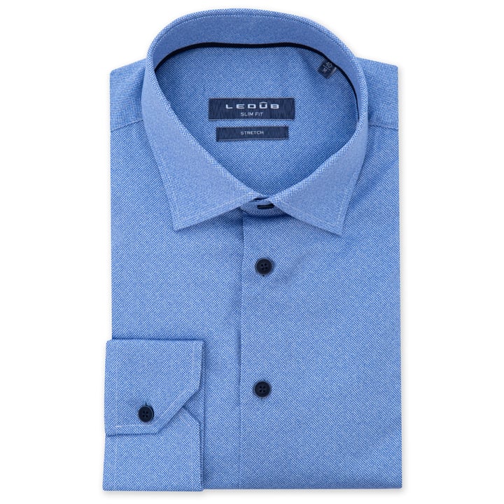 Kaufen Sie Ledub stretch slim fit overhemd printstructuur Middenblauw für nur € 99,95 bei Henk ter Horst fashion