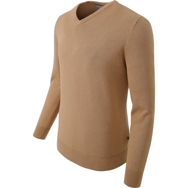 Henk ter Horst Herren V-Ausschnitt Pullover 100% Baumwolle Hellbraun