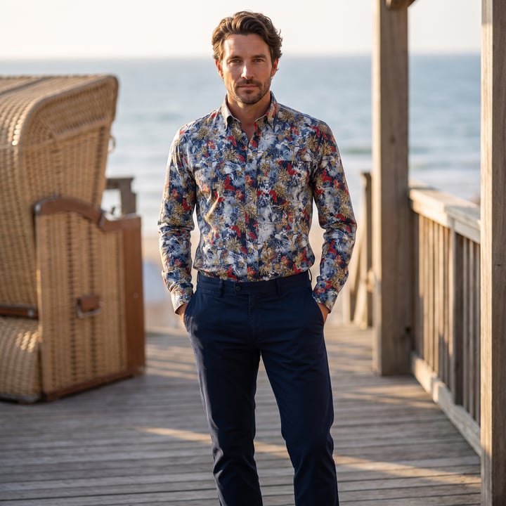Kaufen Sie Henk ter Horst Freizeithemd | Floraler Print | Baumwolle | Blau-Grau für nur 89,95 € bei Henk ter Horst fashion