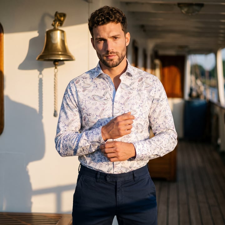 Kaufen Sie Henk ter Horst Langarmhemd | Paisley-Muster in Pastelltönen | Weiß | Baumwolle für nur 89,95 € bei Henk ter Horst fashion