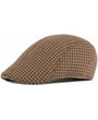 Klassische Retro Hahnentritt Flatcap Mütze gefüttert Camel