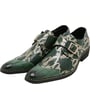 Henk ter Horst Schuhe Grün | Markanter Reptilien-Print | Goldene Schnalle und Nieten-Details